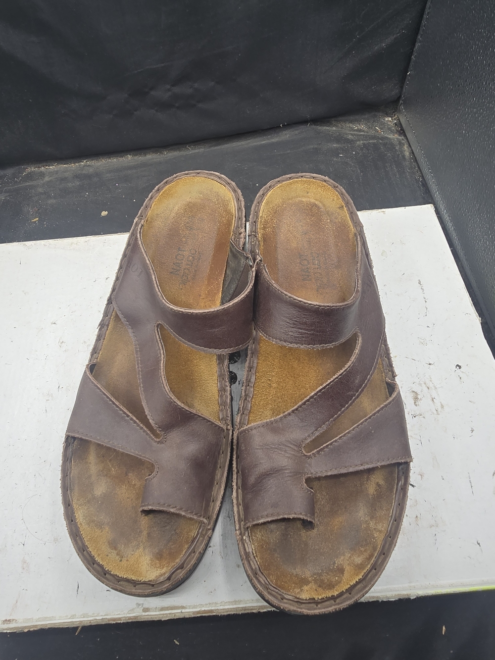 Naot Brown Leather Women's Slide Sandals